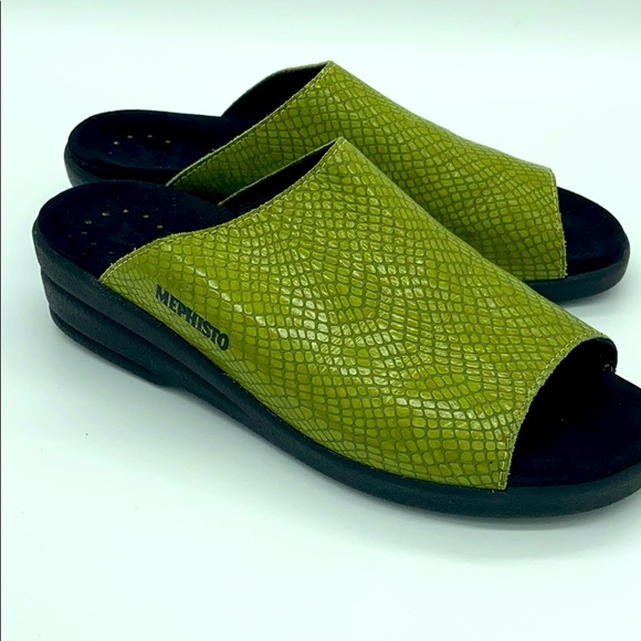 Mephistopheles Green Snake Skin Slide Sandals - Picture 2 of 5